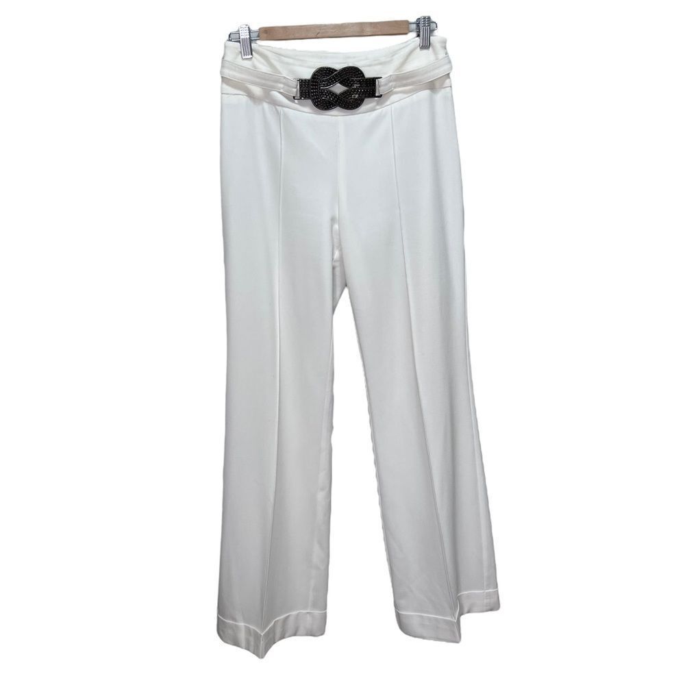 Vintage Margaret M White Wide Leg Pants Attached Belt
